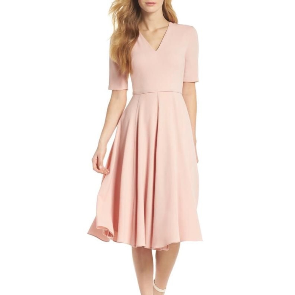 Gal Meets Glam Edith City Crepe Fit & Flare Midi Dress (Size 6) (NEW)